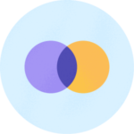 two overlapping circles on blue circle