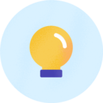 light bulb icon on blue circle
